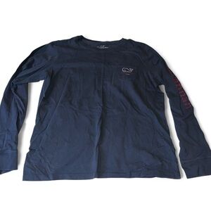 Vineyard Vines Navy Long Sleeve Tee with front Pocket